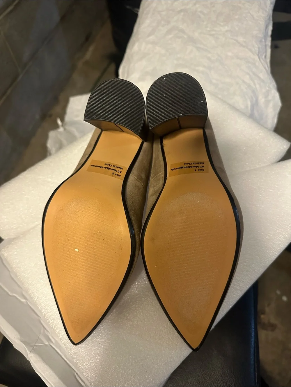 New York & Company Taupe Suede Pointed-Toe Pumps
